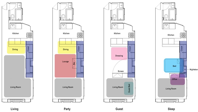 Illustration for article titled Incredible Transforming Apartments Turn Tiny Rooms Into Spacious Homes